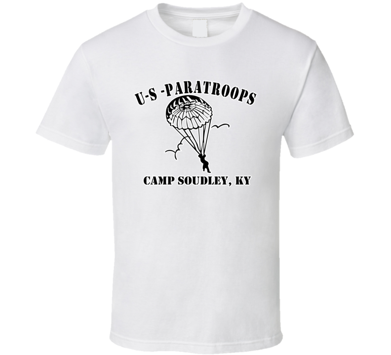 Camp Soudley - Us Paratroops - Black On White T Shirt