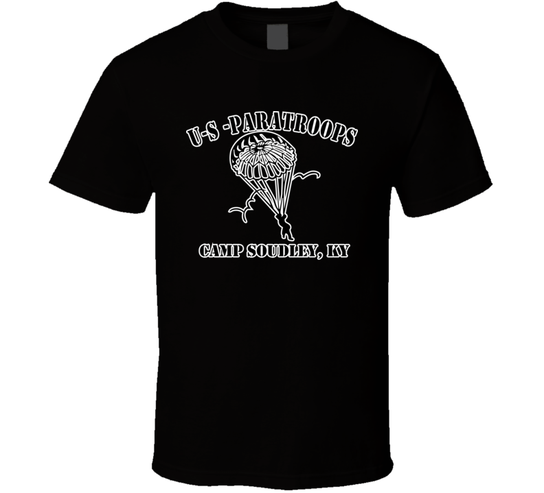 Camp Soudley - US Paratroops - Black on White T Shirt