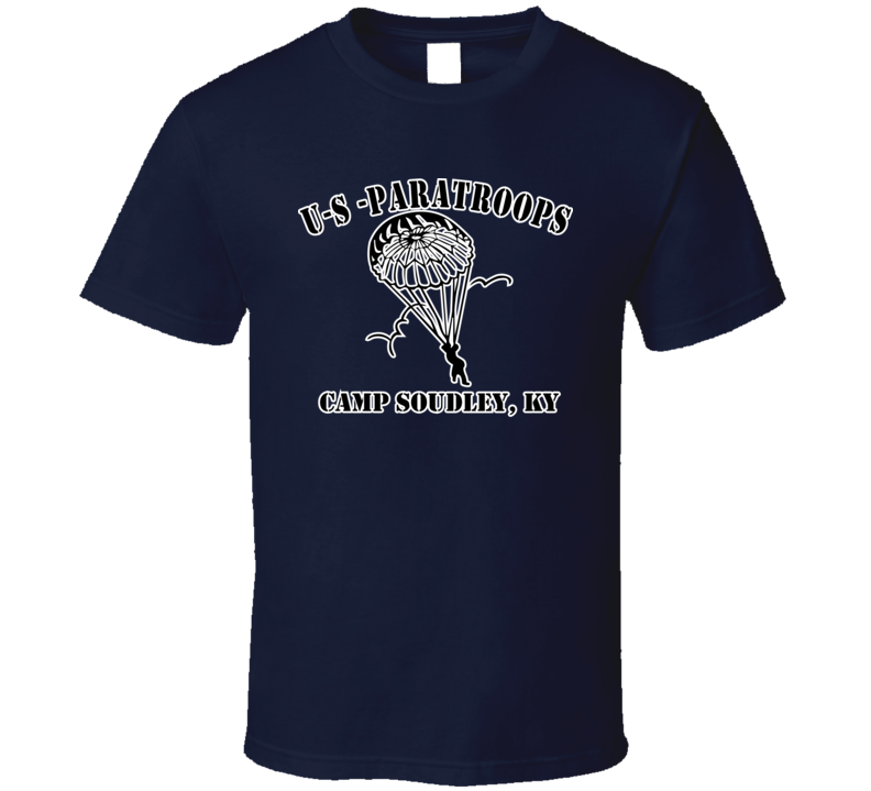 Camp Soudley - US Paratroops - Black on White T Shirt