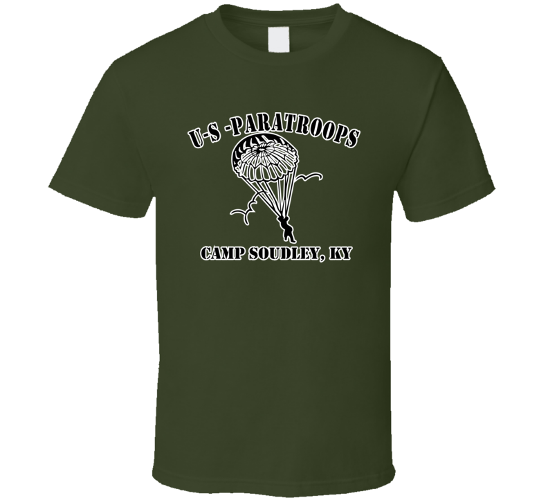 Camp Soudley - US Paratroops - Black on White T Shirt