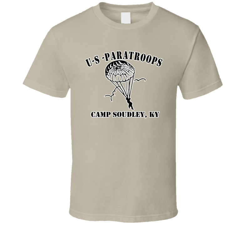 Camp Soudley - US Paratroops - Black on White T Shirt