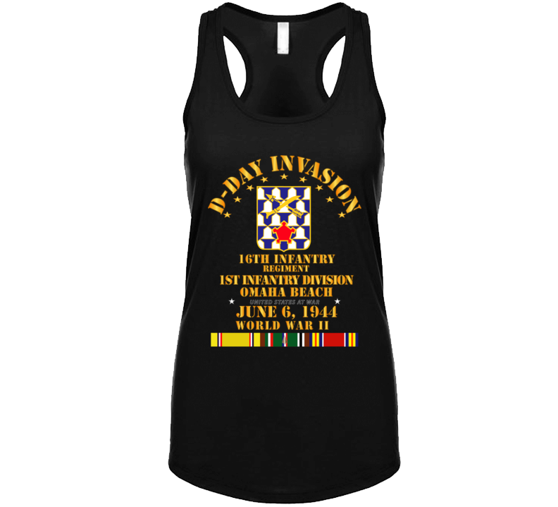 Army - 16th Infantry Regt - 1st Id - D Day W Svc Ladies Tanktop