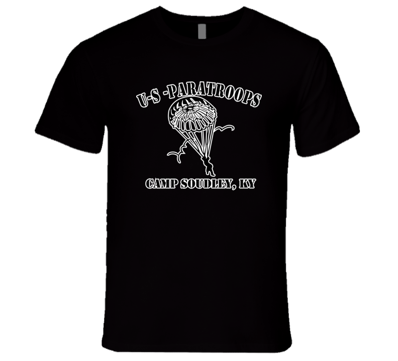 Camp Soudley - US Paratroops - Black on White T Shirt