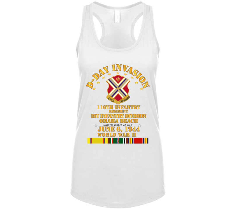 Army - 16th Infantry Regt - 1st Id - D Day W Svc Ladies Tanktop