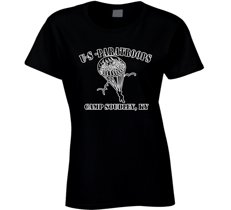 Camp Soudley - US Paratroops - Black on White T Shirt