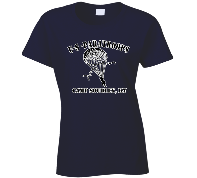 Camp Soudley - US Paratroops - Black on White T Shirt