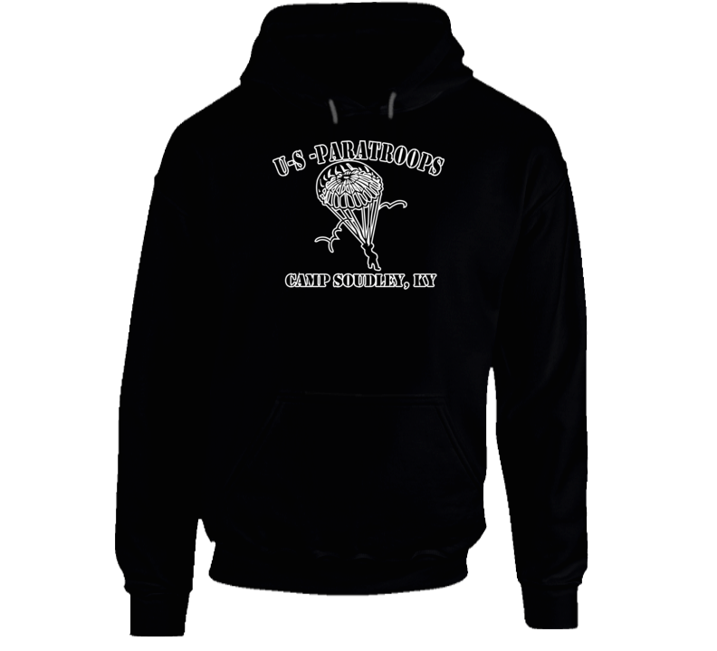 Camp Soudley - US Paratroops - Black on White Hoodie