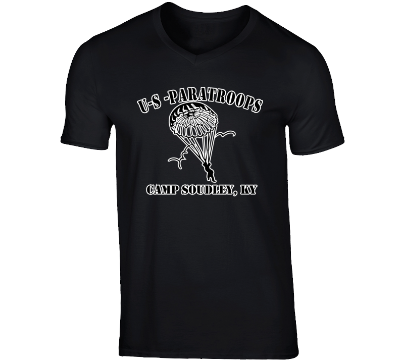 Camp Soudley - US Paratroops - Black on White T Shirt