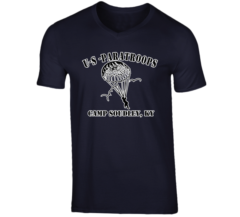 Camp Soudley - US Paratroops - Black on White T Shirt