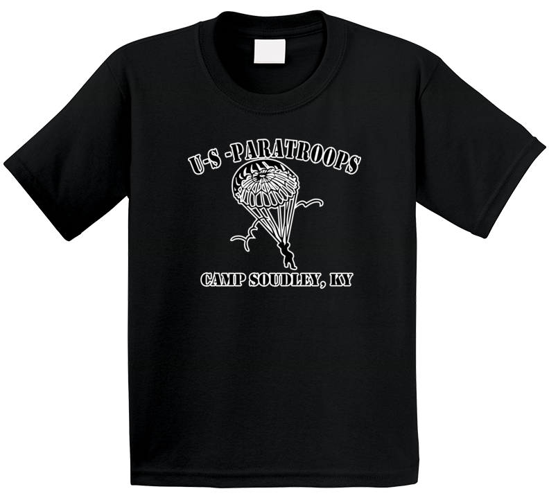 Camp Soudley - US Paratroops - Black on White T Shirt