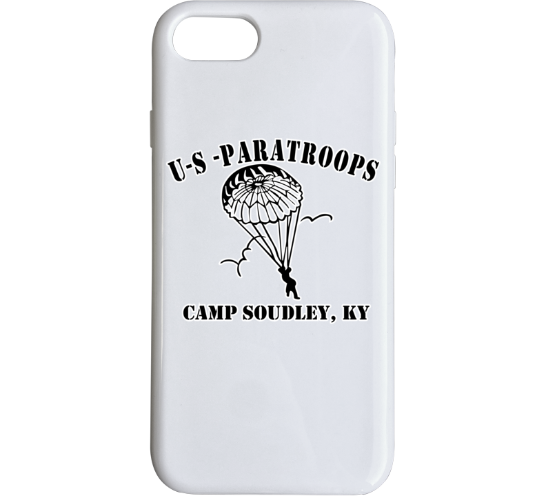 Camp Soudley - US Paratroops - Black on White Phone Case
