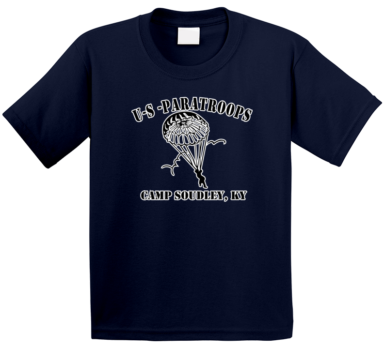 Camp Soudley - US Paratroops - Black on White T Shirt