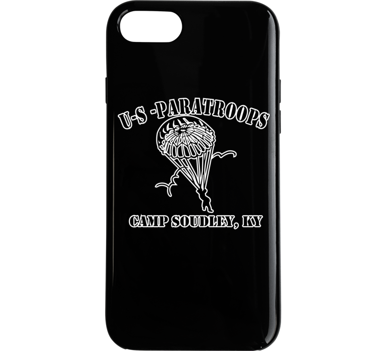 Camp Soudley - US Paratroops - Black on White Phone Case