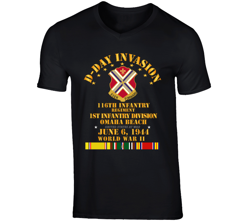 Army - 116th Infantry Regt - 1st Id - D Day W Svc T Shirt