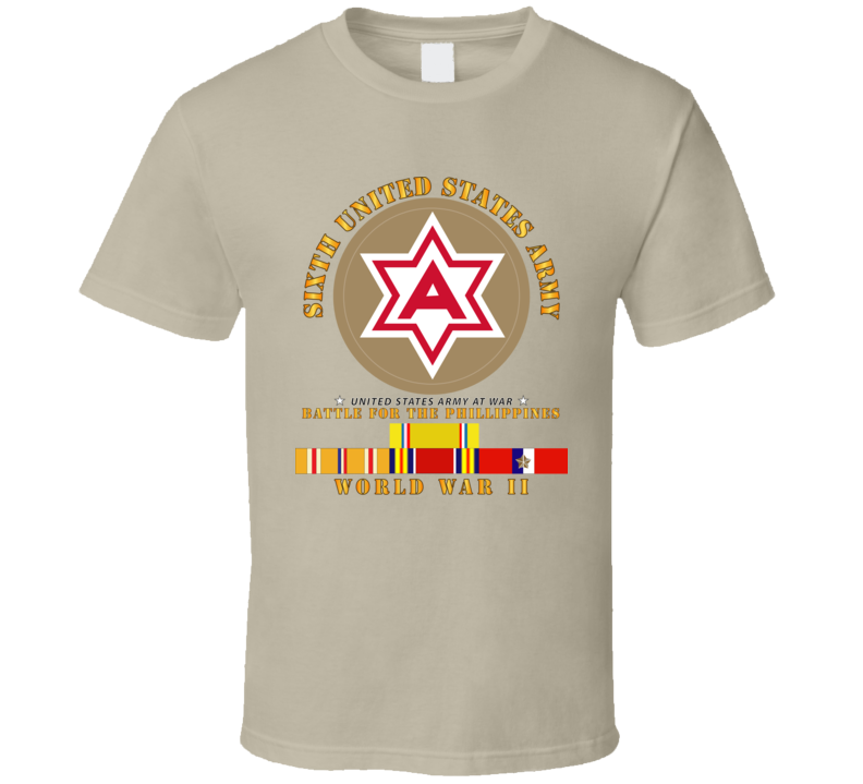Army - 6th United States Army - Battle Of Phil - Type - 1 - Wwii W Pac Svc T Shirt
