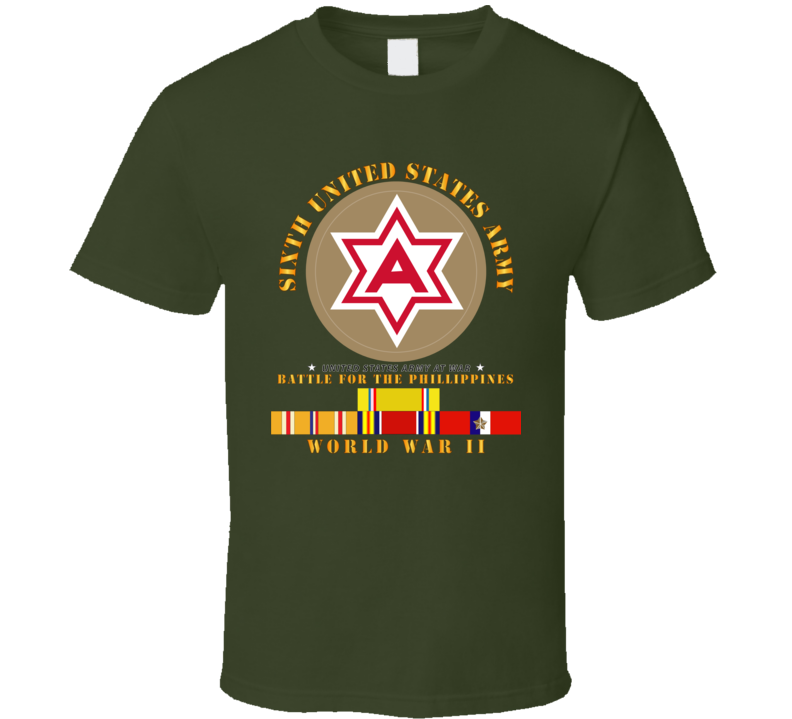 Army - 6th United States Army - Battle Of Phil - Type - 1 - Wwii W Pac Svc T Shirt