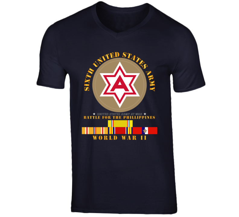 Army - 6th United States Army - Battle Of Phil - Type - 1 - Wwii W Pac Svc T Shirt