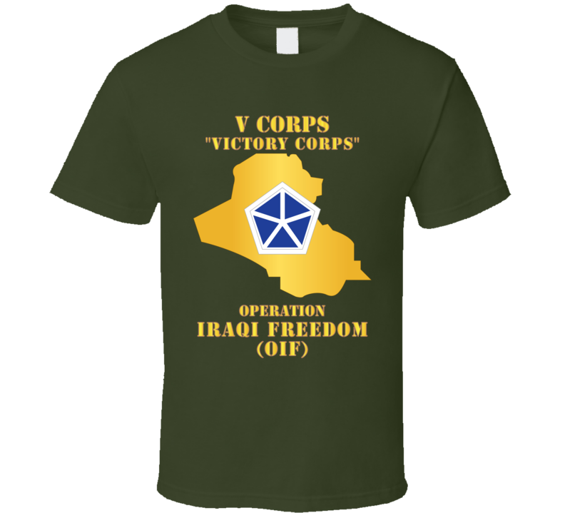 Army - V Corps - OIF w Map T Shirt