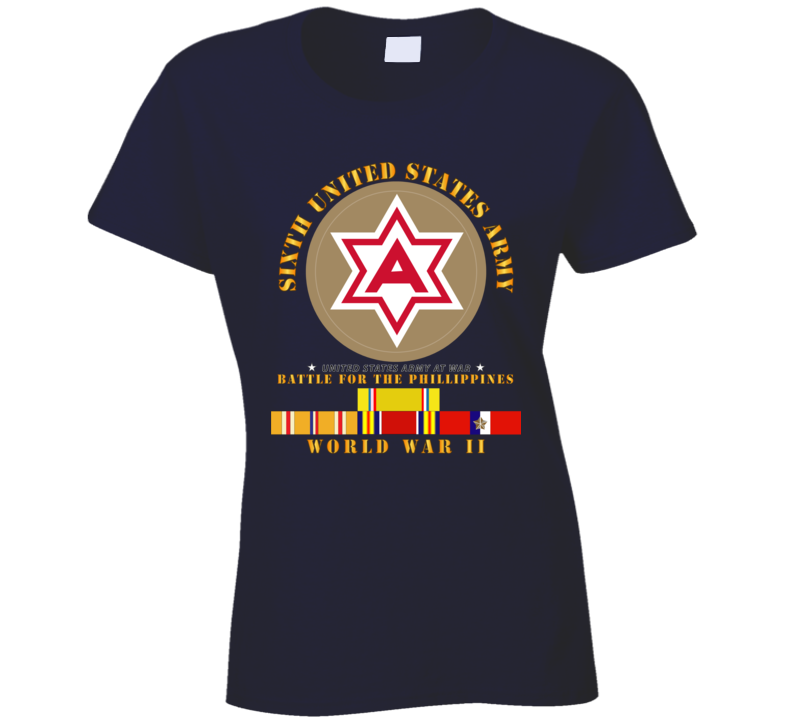 Army - 6th United States Army - Battle Of Phil - Type - 1 - Wwii W Pac Svc T Shirt