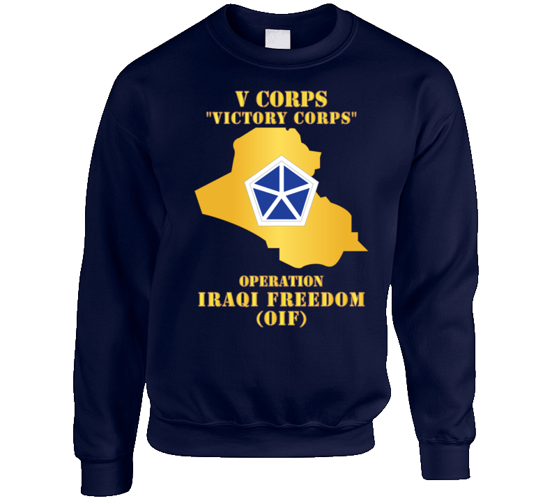 Army - V Corps - OIF w Map Crewneck Sweatshirt