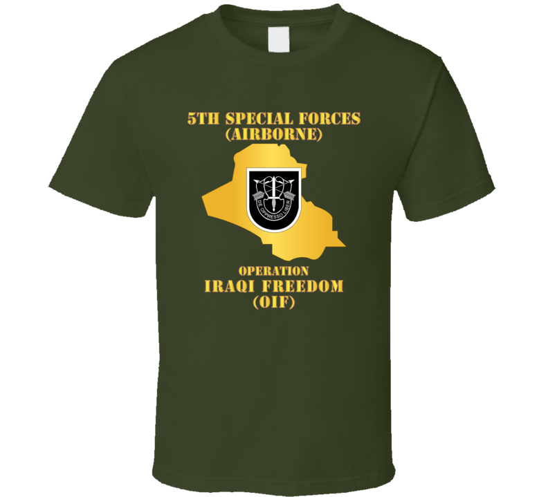 Army - 5th SFG - OIF w Map T Shirt