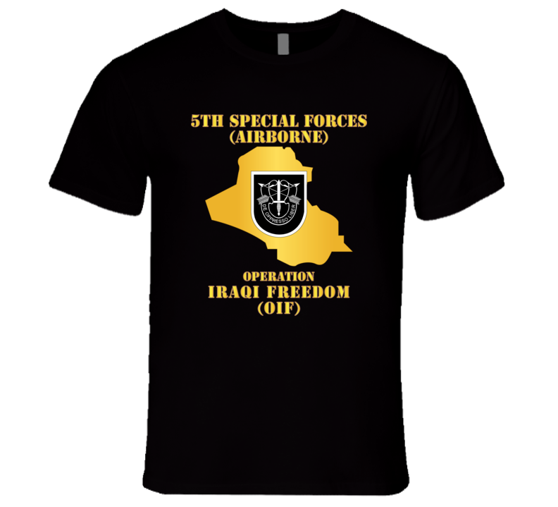 Army - 5th SFG - OIF w Map T Shirt