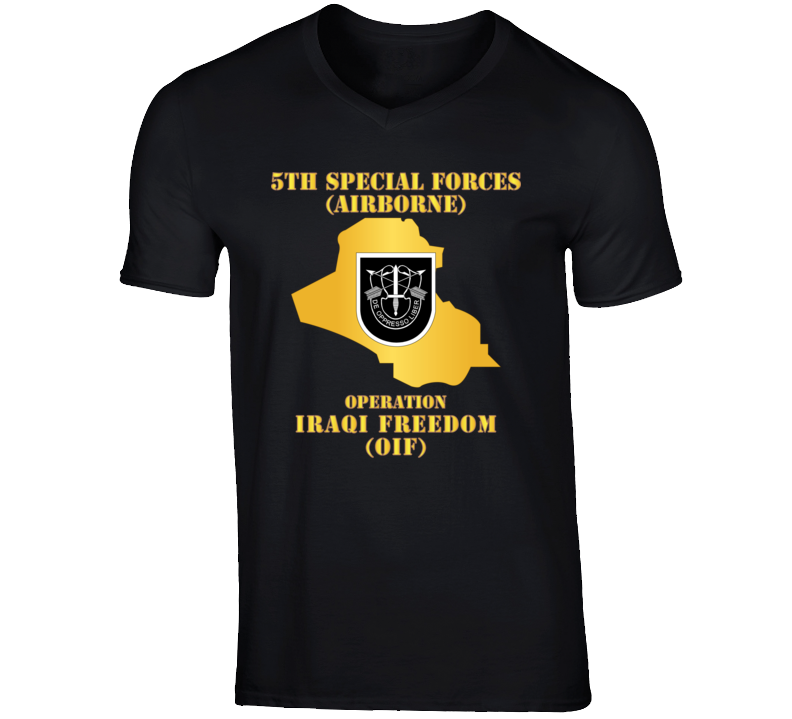 Army - 5th SFG - OIF w Map T Shirt