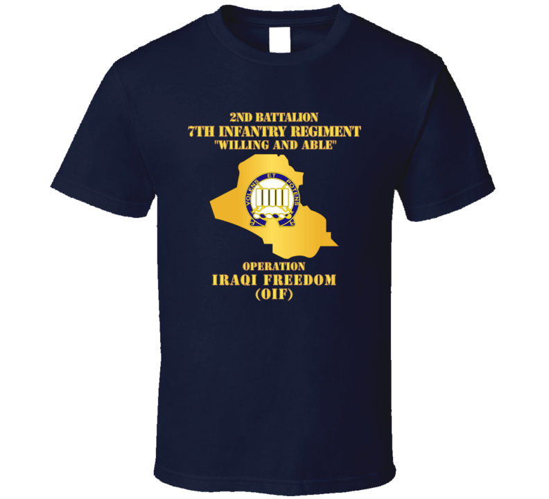 Army - 2nd Bn 7th Infantry Regt - OIF w Map T Shirt