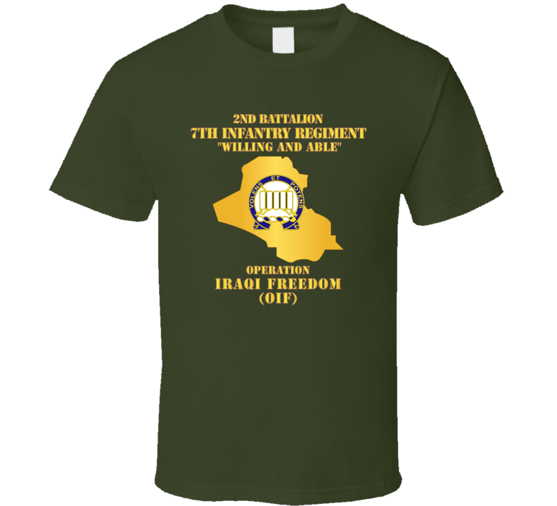 Army - 2nd Bn 7th Infantry Regt - OIF w Map T Shirt