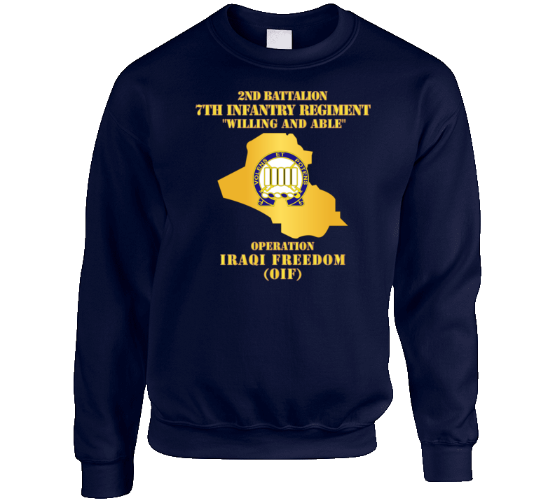 Army - 2nd Bn 7th Infantry Regt - OIF w Map Crewneck Sweatshirt