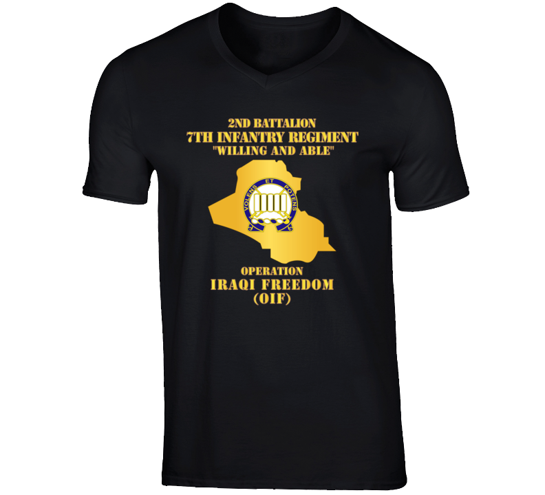Army - 2nd Bn 7th Infantry Regt - OIF w Map T Shirt