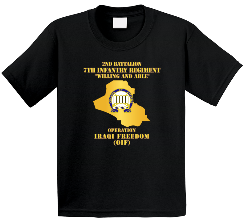Army - 2nd Bn 7th Infantry Regt - OIF w Map T Shirt