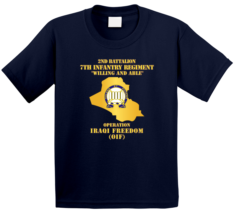 Army - 2nd Bn 7th Infantry Regt - OIF w Map T Shirt