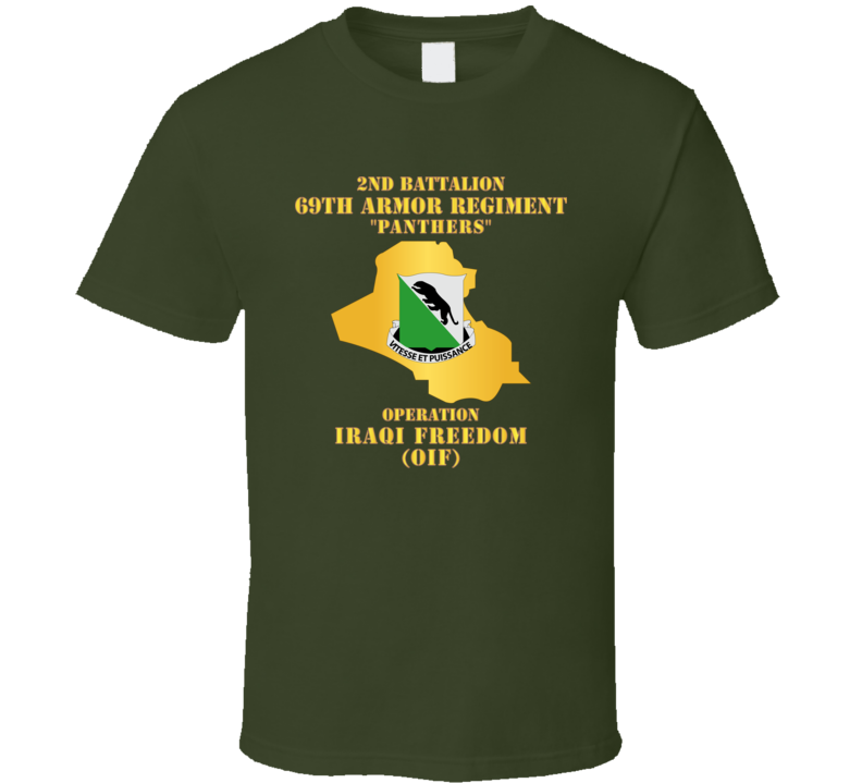 Army - 2nd Bn 69th Armor Regt - OIF w Map T Shirt