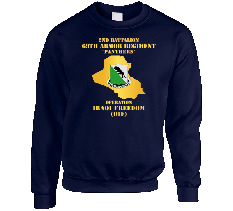 Army - 2nd Bn 69th Armor Regt - OIF w Map Crewneck Sweatshirt