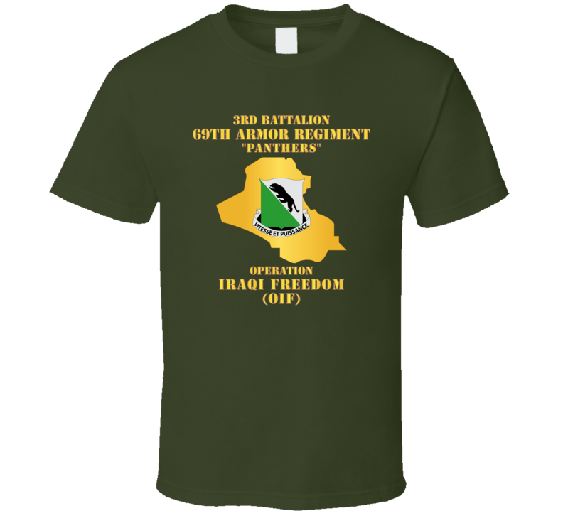 Army - 3rd Bn 69th Armor Regt - OIF w Map T Shirt