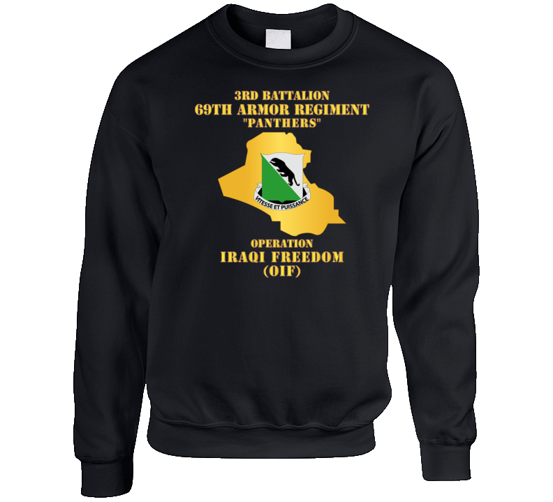 Army - 3rd Bn 69th Armor Regt - OIF w Map Crewneck Sweatshirt