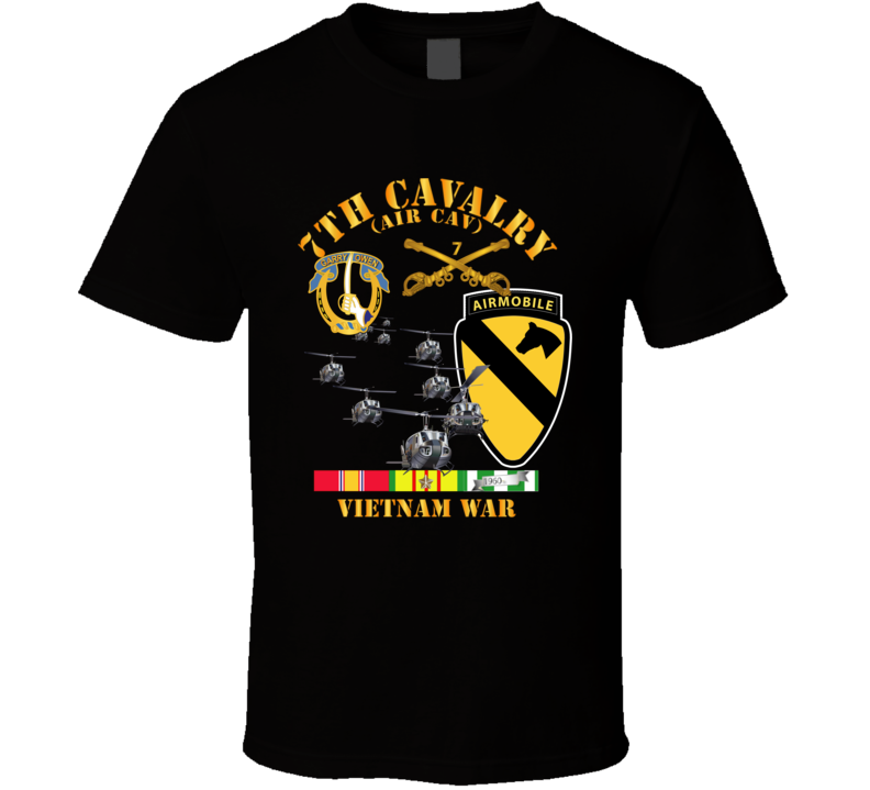 Army - 7th Cavalry (Air Cav) - 1st  Cav Division w SVC T Shirt