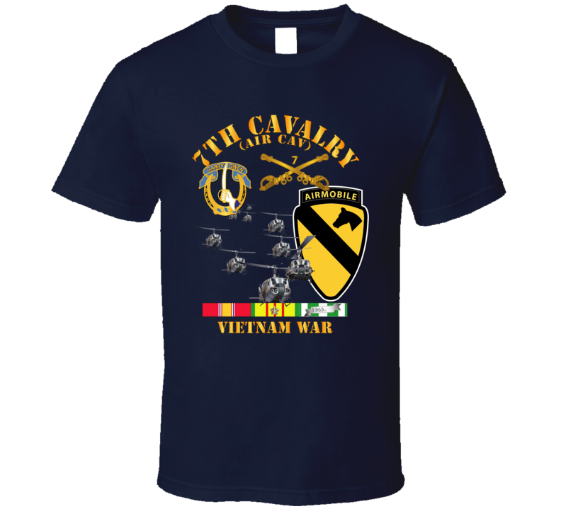 Army - 7th Cavalry (Air Cav) - 1st  Cav Division w SVC T Shirt