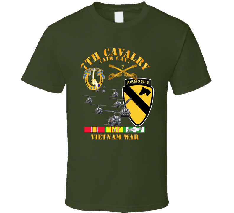 Army - 7th Cavalry (Air Cav) - 1st  Cav Division w SVC T Shirt