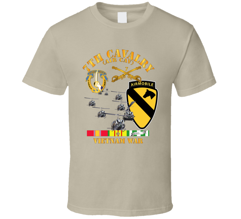 Army - 7th Cavalry (Air Cav) - 1st  Cav Division w SVC T Shirt