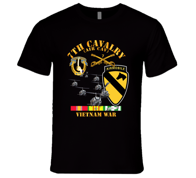 Army - 7th Cavalry (Air Cav) - 1st  Cav Division w SVC T Shirt