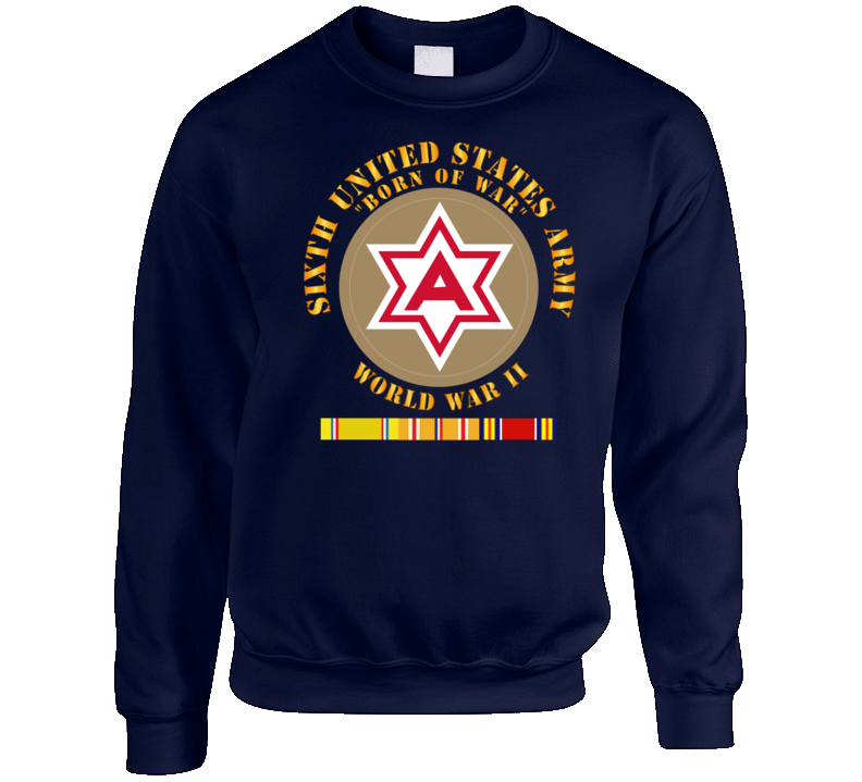 Army - 6th United States Army - Type 1 - WWII w PAC SVC Crewneck Sweatshirt