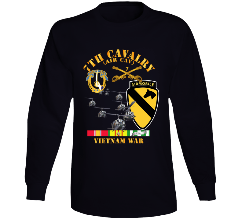 Army - 7th Cavalry (Air Cav) - 1st  Cav Division w SVC Long Sleeve