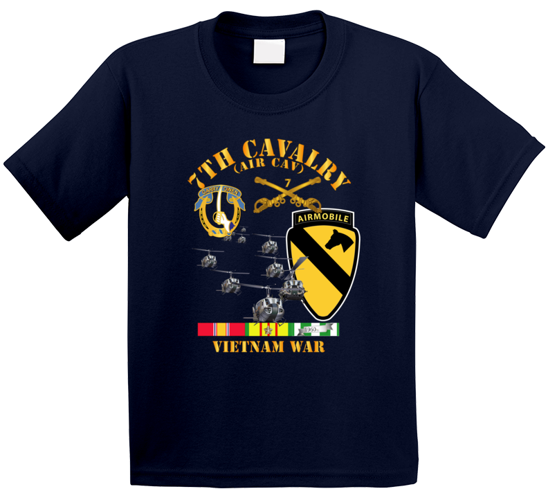 Army - 7th Cavalry (Air Cav) - 1st  Cav Division w SVC T Shirt