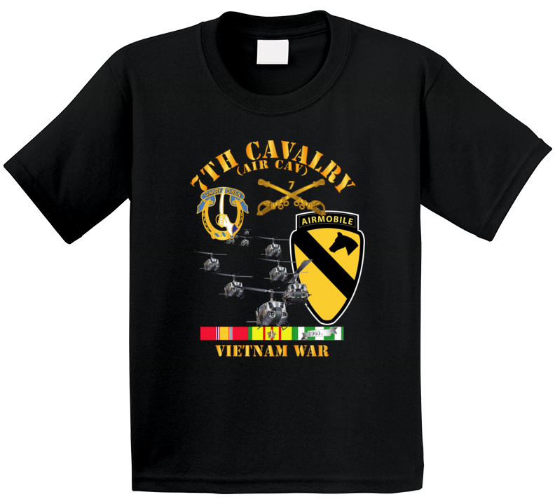 Army - 7th Cavalry (Air Cav) - 1st  Cav Division w SVC T Shirt