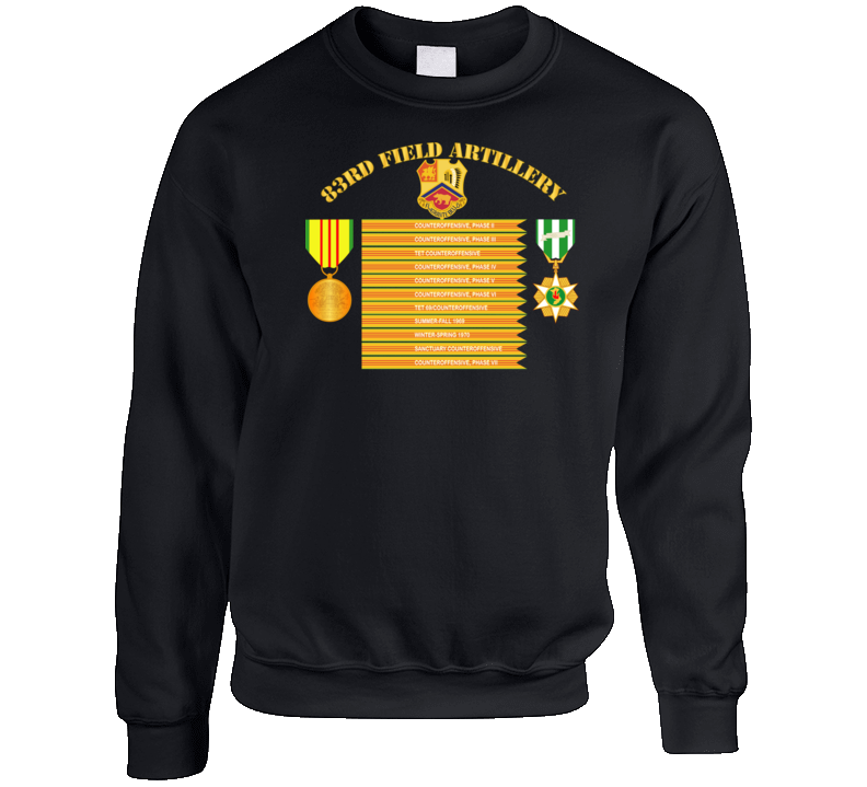 Army - 83rd Artillery - Vietnam Campaign Streamers Crewneck Sweatshirt