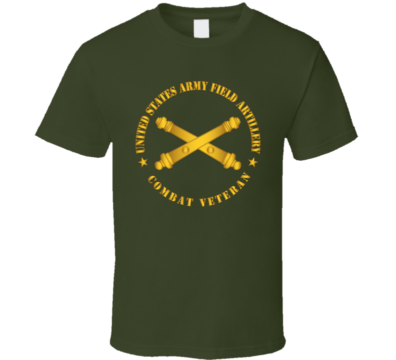 Army - US Army Field Arty Combat Vet Branch wo BackGrnd T Shirt