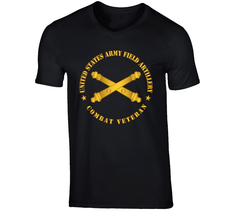 Army - US Army Field Arty Combat Vet Branch wo BackGrnd T Shirt