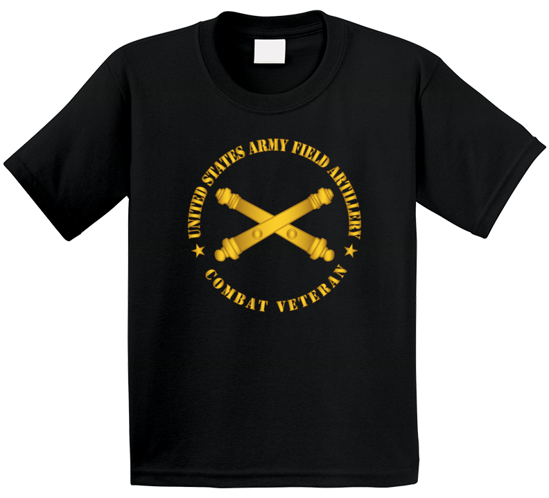 Army - US Army Field Arty Combat Vet Branch wo BackGrnd T Shirt